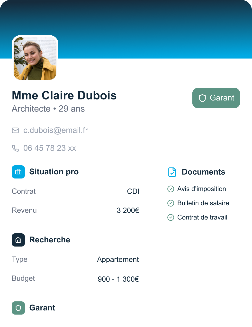 Profil locataire - Exemple de dossier complet